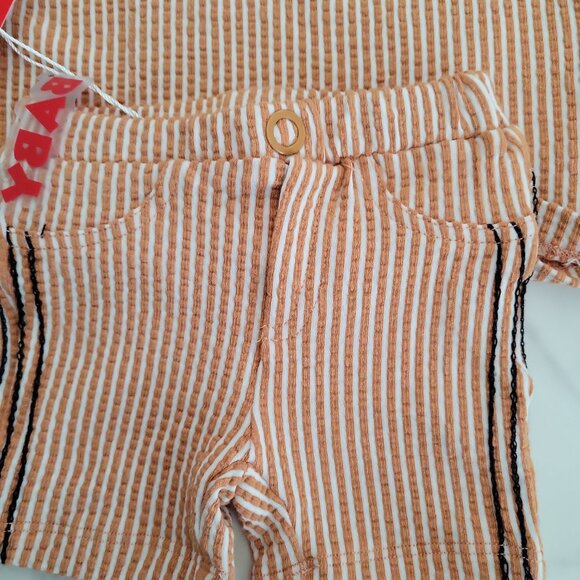 Baby Boy 2-Piece Outfit Set 6-12M Striped Top & Shorts by Kidichic NWT - Picture 4 of 6